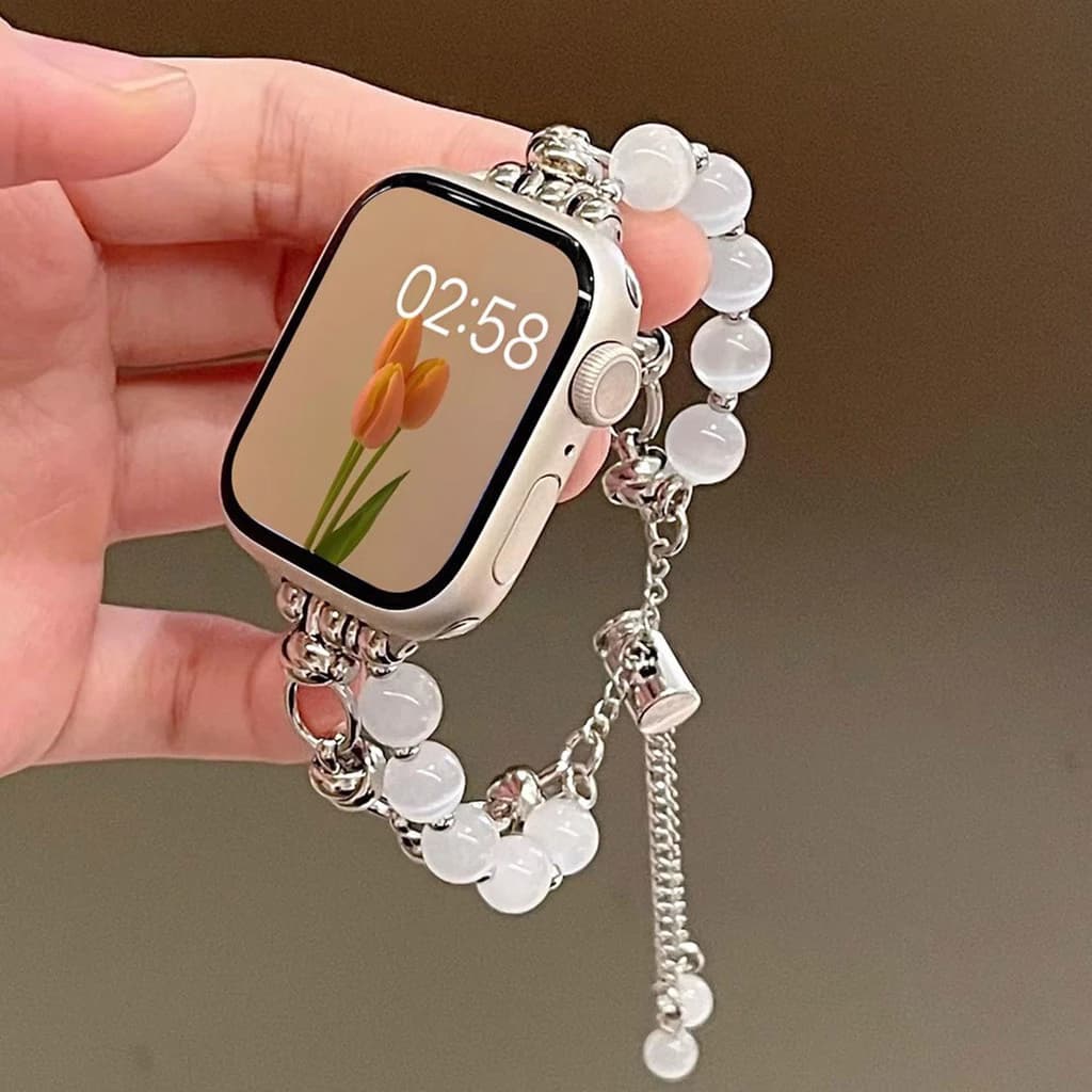 Estilo De Pulseira De Relógio Apple-Corrente De Metal Com Contas De Quartzo Rosa , Ouro Branco/Prata/Cabe Em Relógios De