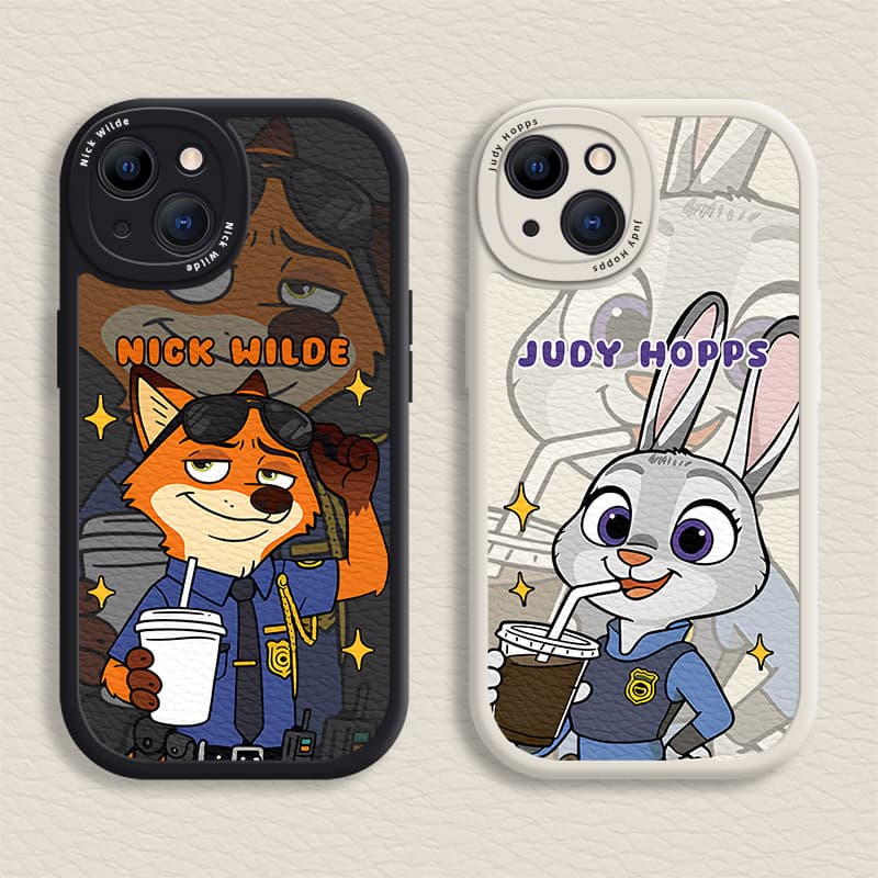 Capa Estilo Amante Para iPhone 16/15/14/13/12/11 Promax Nick/Judy Macia 7/8 Plus/X/XR/Xs Max