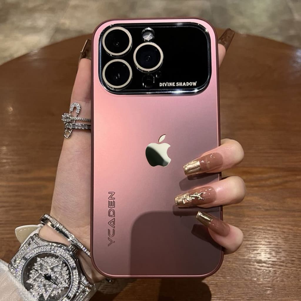 Capa dois‑em‑um antichoque para iPhone 17 16 Pro Max 15 14 13 12 11 degradê proteção de lente estilo premium