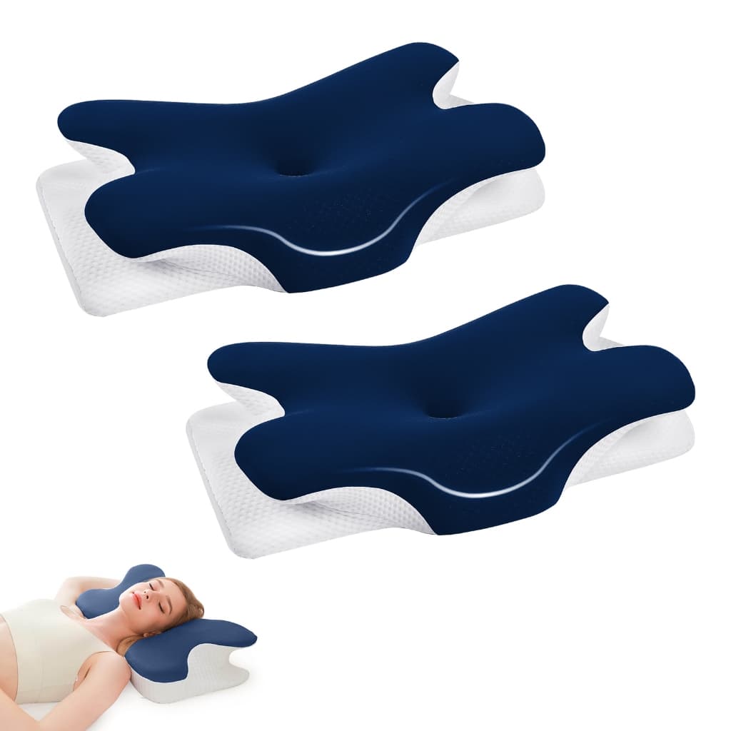 Travesseiro Ortopédico Cervical Borboleta，Espuma Viscoelástica | Alívio de Dores no Pescoço, Costas e Ombro | Anti-Ronco