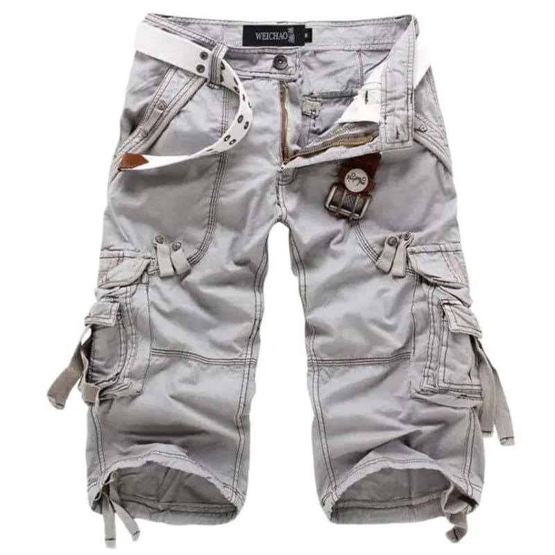Shorts Cargo Masculino Verão Moda Casual Solto Algodão Com Vários Bolsos (Excluindo Cintos)