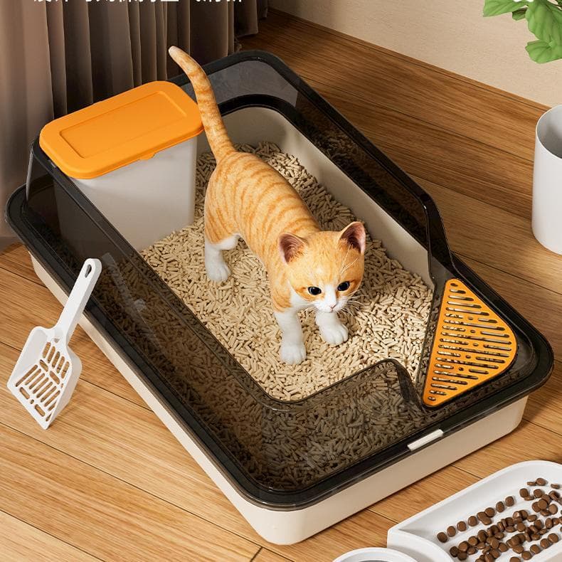 MIW Kit Caixa de Areia para Gatos Grandes Banheiro Sanitário pet Aberta Resistente