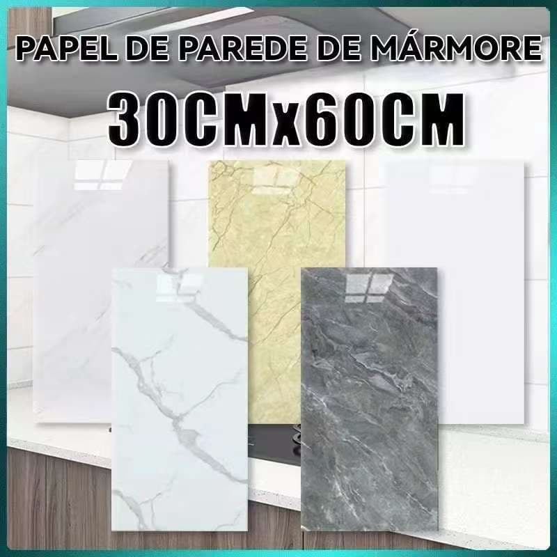 Kit 5-10 Placas Mármore Vinílico Adesivo 60x30=0.18㎡ Parede Decoração Lavável