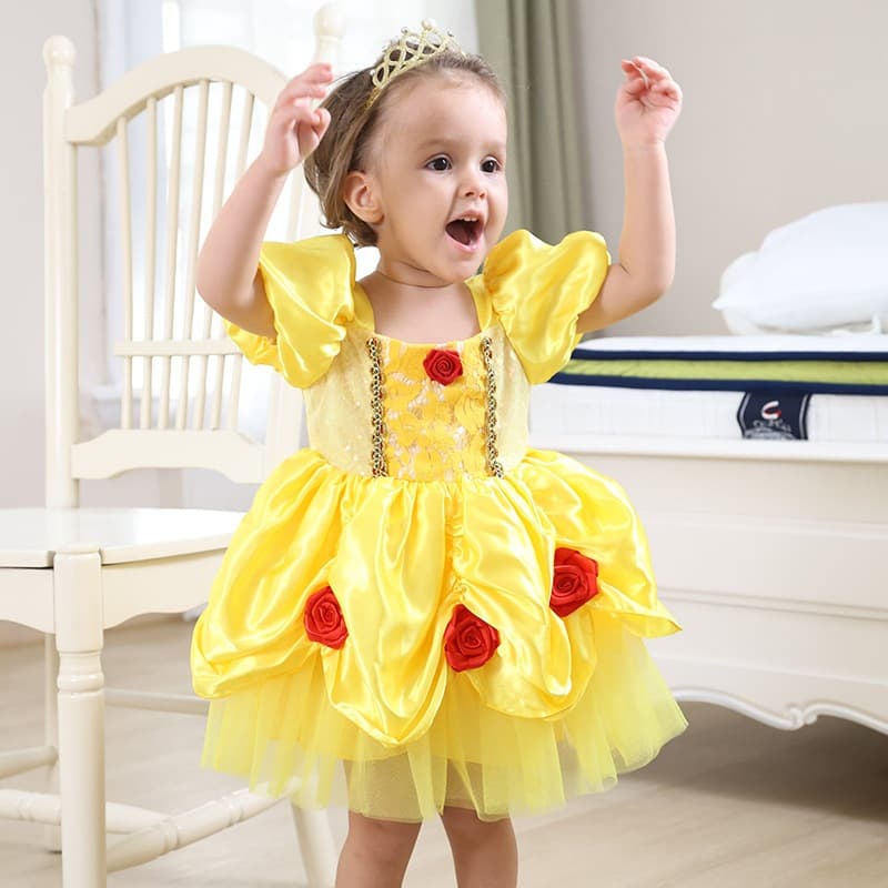 Princesa Belle Bebê Meninas Vestido Natal Festa De Aniversário Cosplay Traje 0-3 Anos De Idade