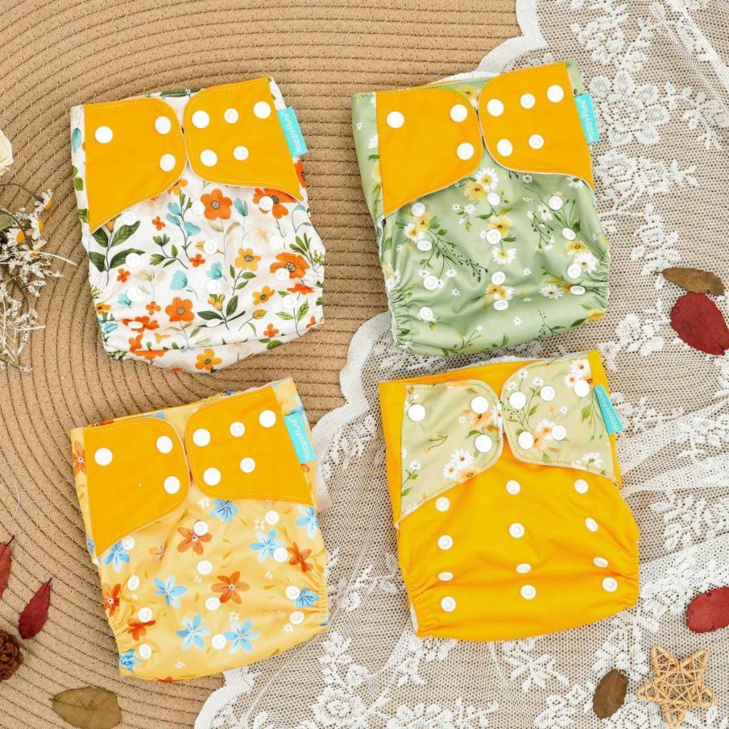 Happyflute Baby Reborn 4pcs/set Lavável Eco-friendly Cloth Fralda Ecológica Ajustável Reutilizável 0-2 Anos