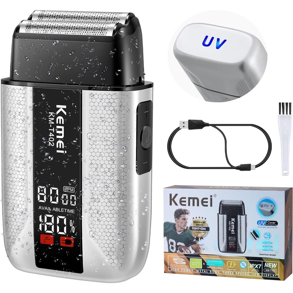 Kemei T402 Barbeadores De Folha De Barbeiro Profissional Para Homens , À Prova D'água , Elétrico , Alternativo , Cabeça