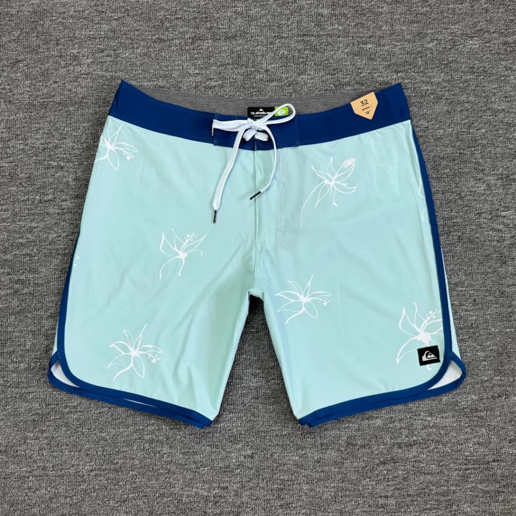 Shorts De Prancha De Surf Floral Verde Menta Claro – Calça Casual De Praia Com Cordão De Secagem Rápida E Bolso De Armaz