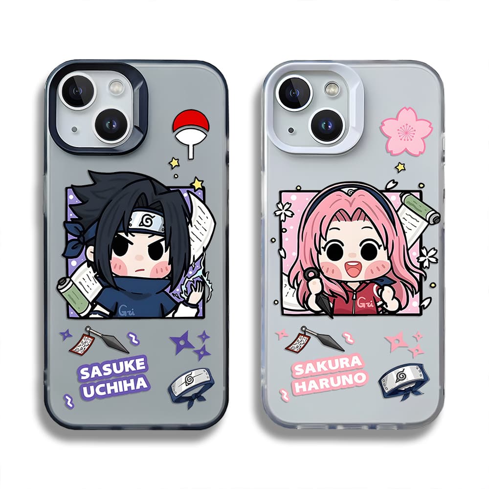 Conjunto De Capa De Casal Para iPhone 17/16/15/14/13/12/11 ProMax Naruto Haruno Sakura/Uchiha Sasuke Macia De Plástico F