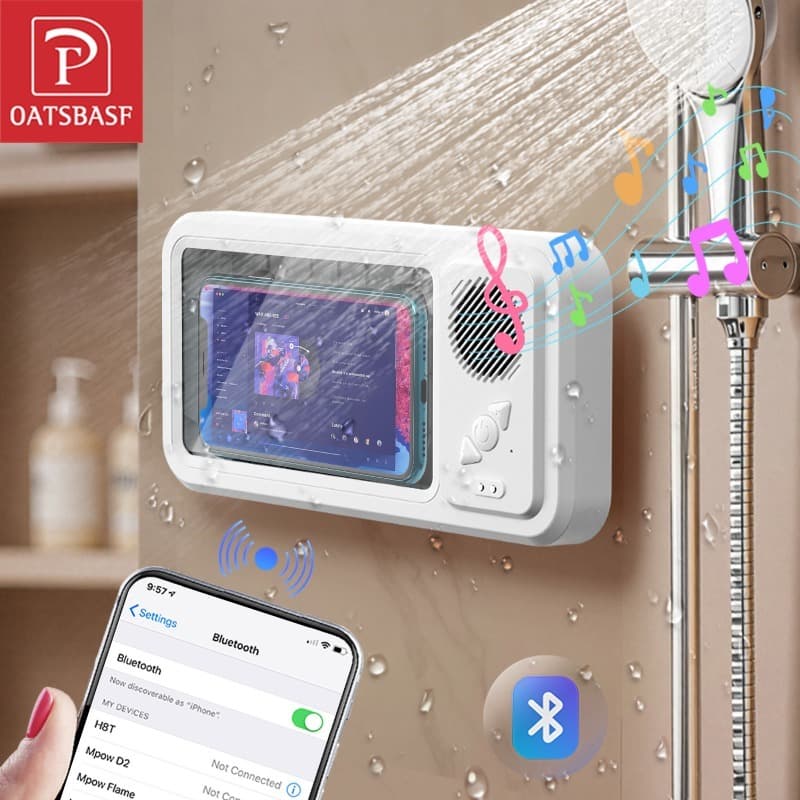 OATSBASF Suporte Capa De Telefone De Chuveiro Com Rotação De 360° ​​graus, Suporte Bluetooth