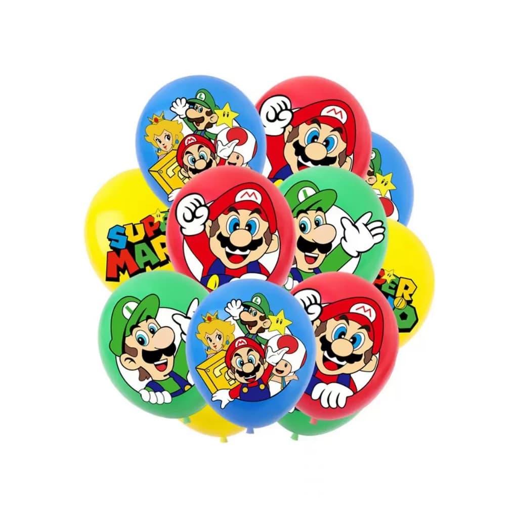 12pc Super Mario Bros Tema 12inch Latex Balloon Party Decoração Favor