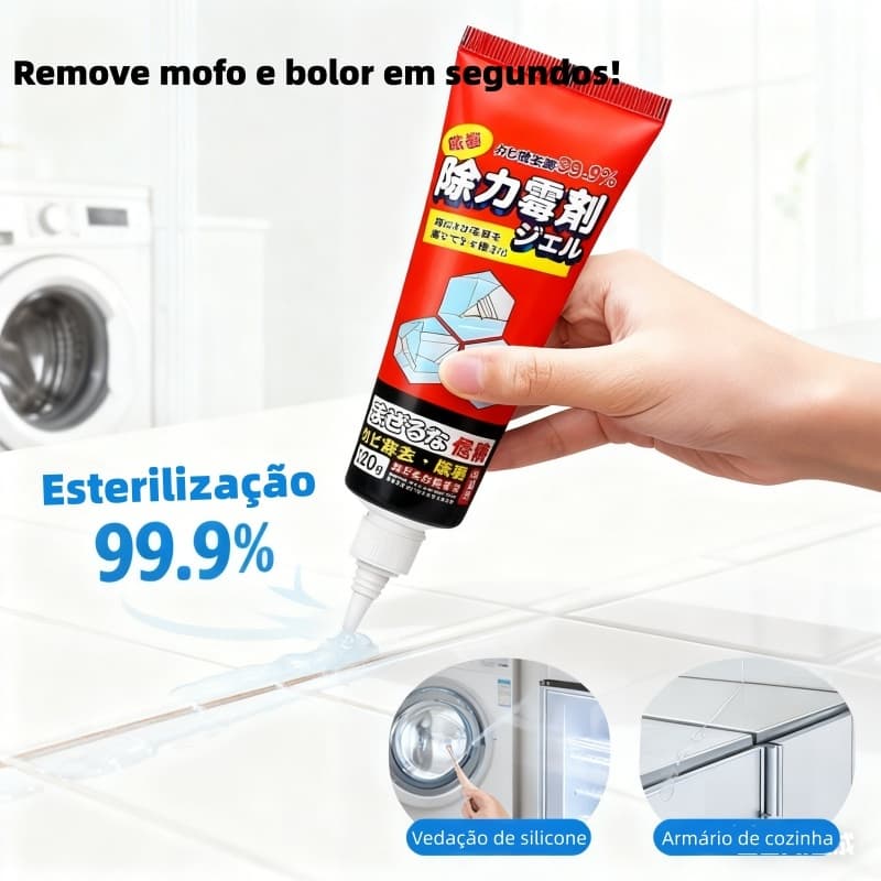 Gel Removedor De Mofo Tira Mofo Bolor Para Máquina De Lavar Geladeira Selantes 120g Forte Não Precisa Esfregar