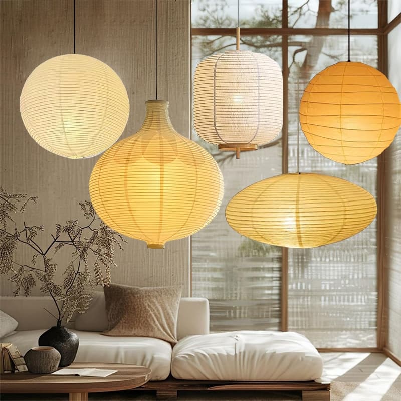 Lanterna De Papel Vintage Arroz Lustre Estilo Japonês Wabi Sabi Lâmpada Decorativa Adequada Para Jantar Cozinha Sala Est