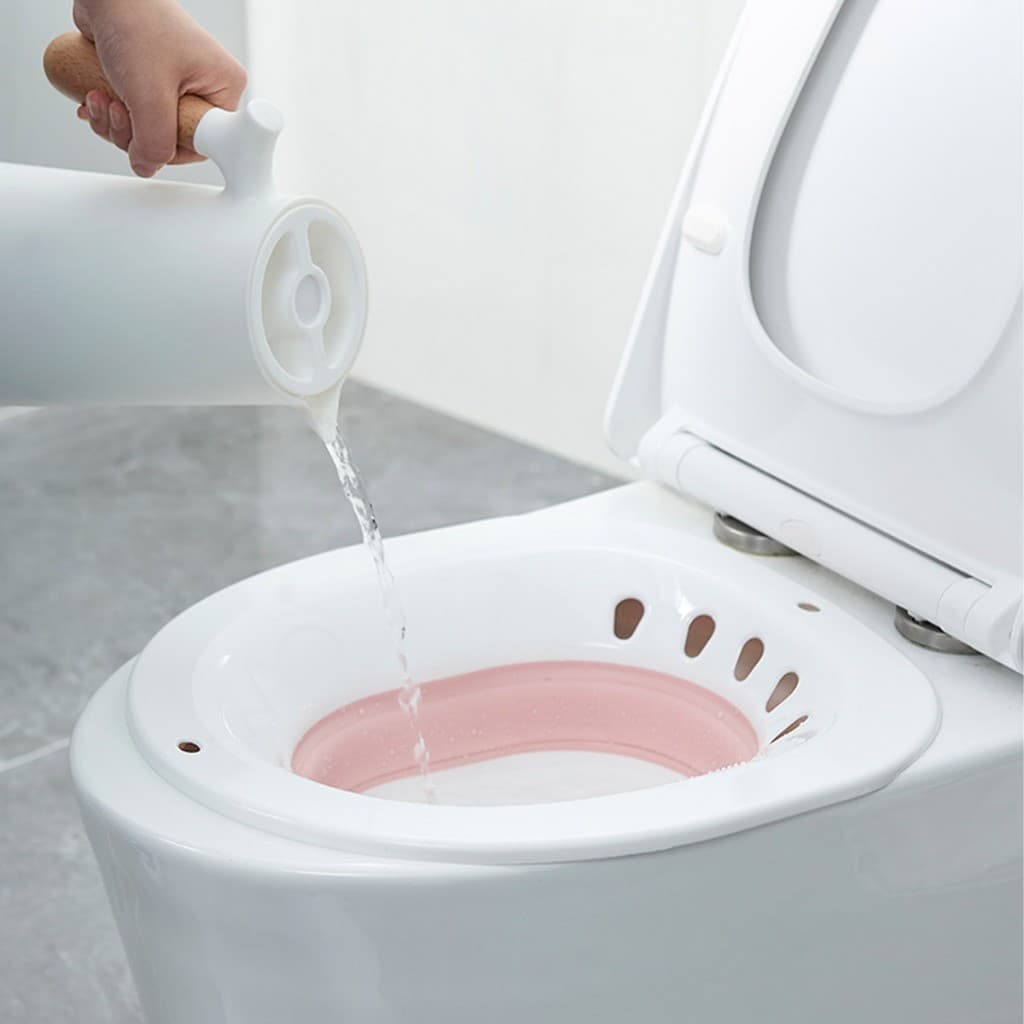 Bacia Dobrável para Banho de Assento – Com Bico de Limpeza, Cuidados Íntimos Domésticos