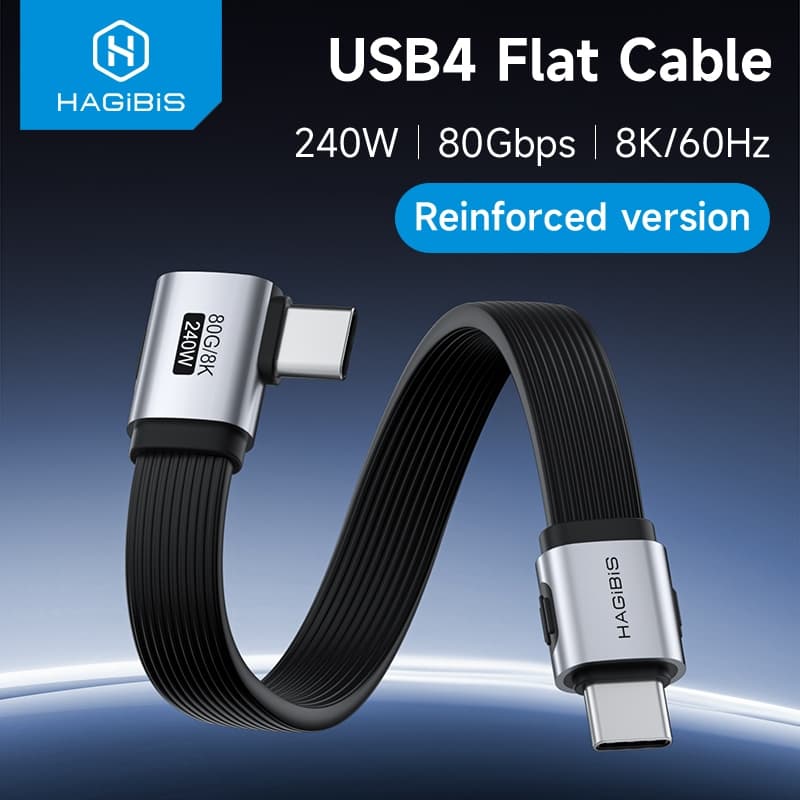 Cabo Hagibis USB4 V2 De Ângulo Reto De 90 Graus USB-C Para Tipo De Carregamento Rápido PD 240W 80Gbps 8K Compatível iPho
