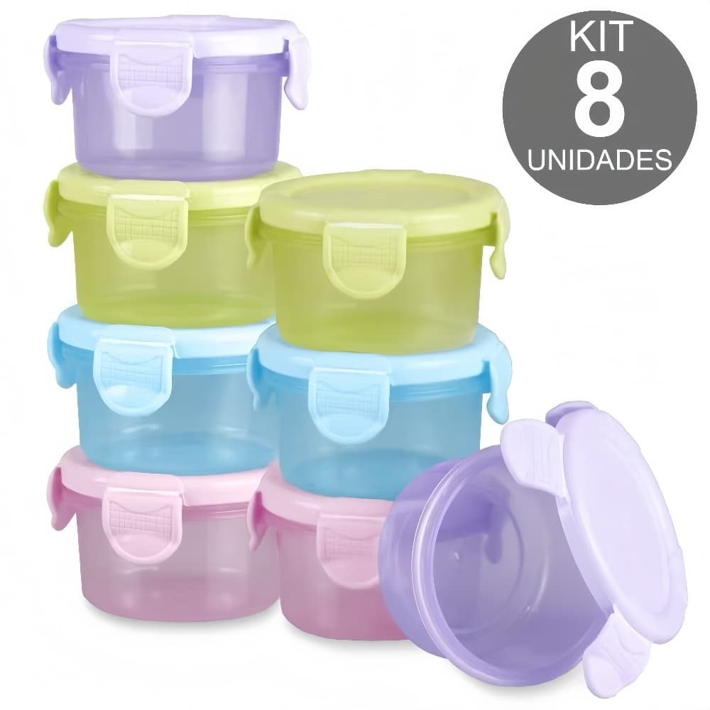 Kit 8/16 Mini Potes Congelar Papinha 50ml 150Ml Tampa Hermética Alimentação Infantil Bebê Livre BPA