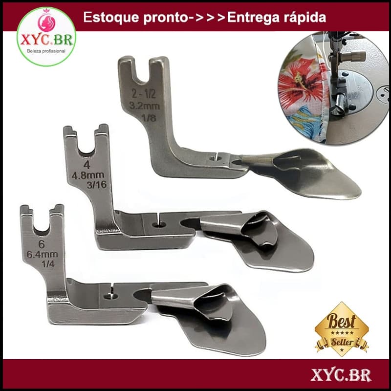 Calcador Barra bainha 1/8 3/16 1/4 3/32 5/32 5/16 3/8 Maquina Reta Industrial