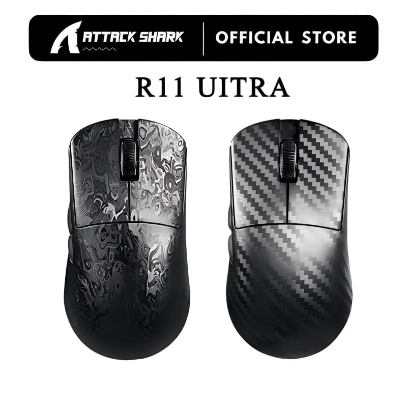 Mouse Para Jogos Sem Fio ATTACK SHARK R11 Ultra-Construção De Fibra De Carbono 49g Leve Taxa De Pesquisa De 8000 Hz
