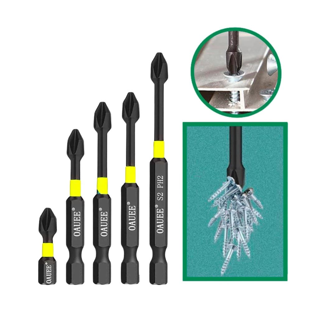 Kit 5 Bits Ponteiras Phillips PH2 Magnéticas de Impacto Aço Reforçado 25 a 150mm