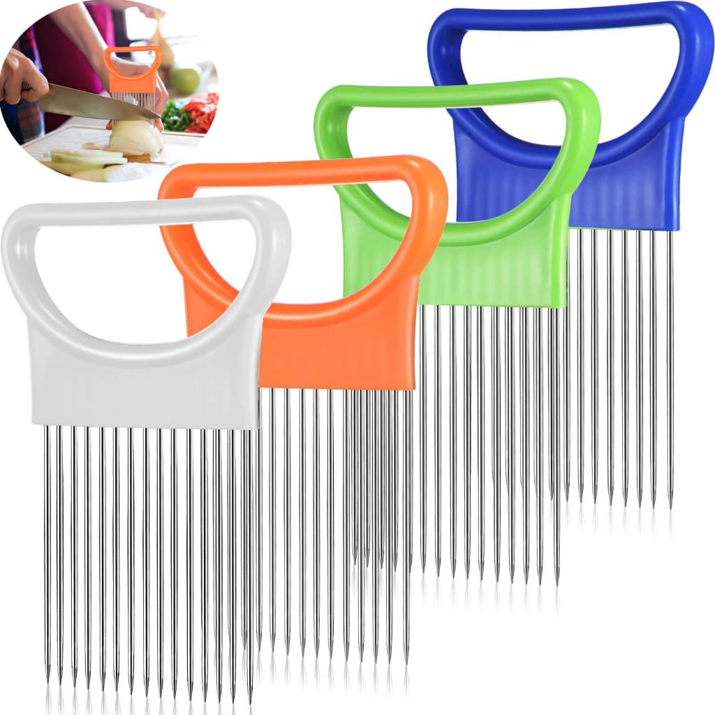 1/4 Pçs Suporte De Cebola Slicer Aço Inoxidável Vegetal Tomate Titular Cortador Para Cozinha Trabalhador Segurança Cozin