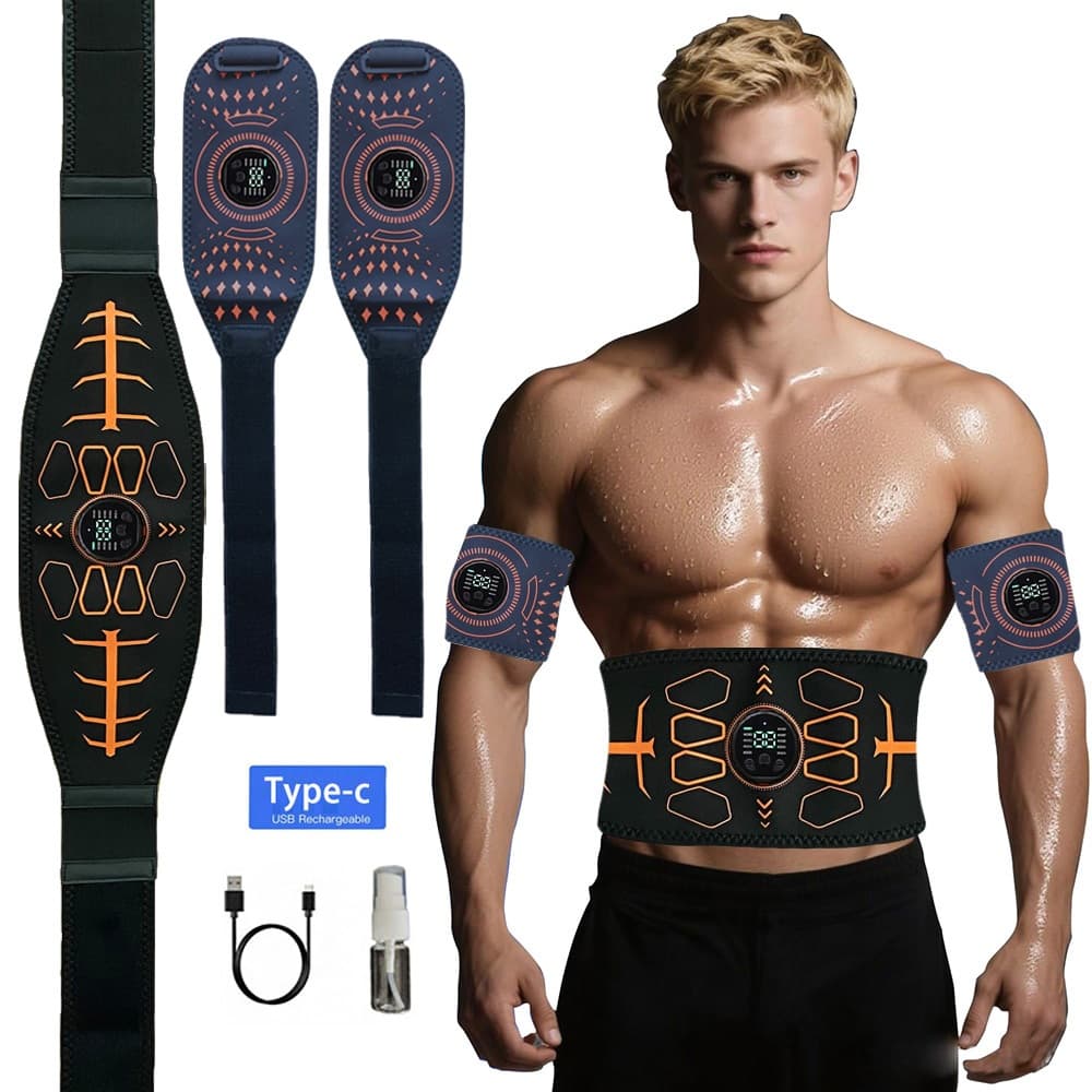Estimulador Abdominal Eletrônico Toner Muscular Inteligente EMS Cinto De Tonificação Massagem Corporal Fitness Treinamen