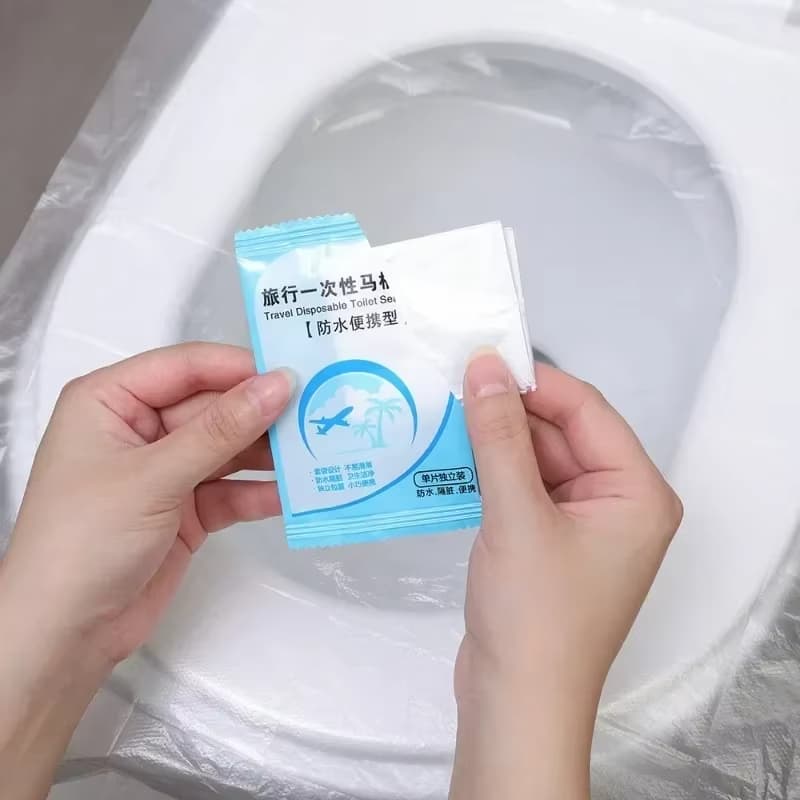 Kit de almofada de assento de vaso sanitário de plástico descartável-50 unidades