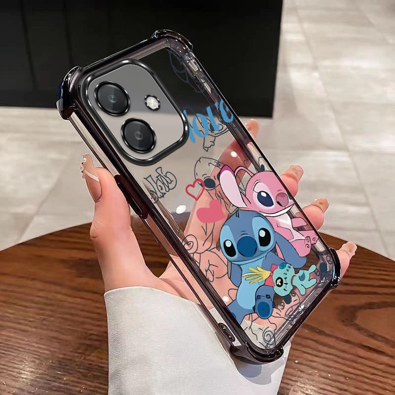 OPPO A40 A60 A80 5G Stitch Casal Capa Mole Cor Doce Anti Queda Almofada De Ar Caso