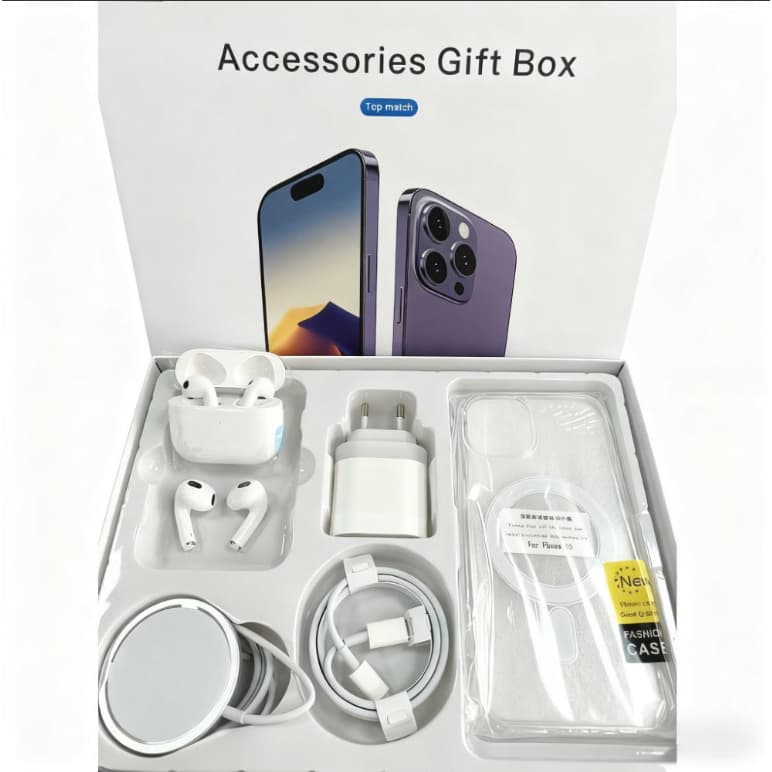 Conjunto IPhone 5: Conjunto de cinco peças, acessórios MagSafe/capa de telefone/cabo de dados/AirPods 13/14 16/16pro max