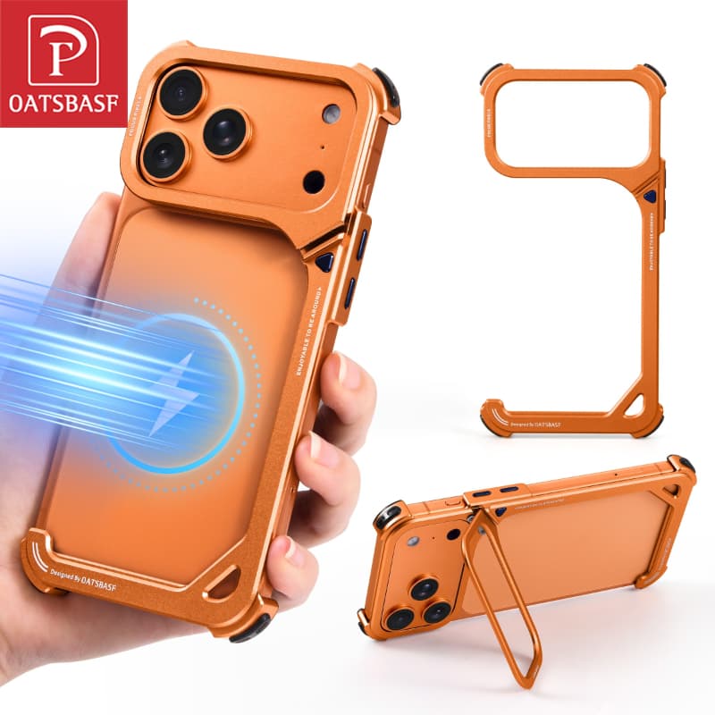 OATSBASF Capa  MagSafe resistente a impactos com dissipação de calor e suporte ajustável para iPhone 17 Pro Max/17 Pro