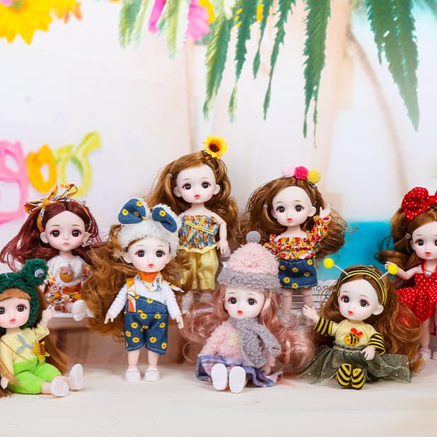 Bjd Doll Set Little Loli Baby Doll 16cm Body Joint Activity Doll Roupas e Sapatos Brinquedos de Natal para Meninas