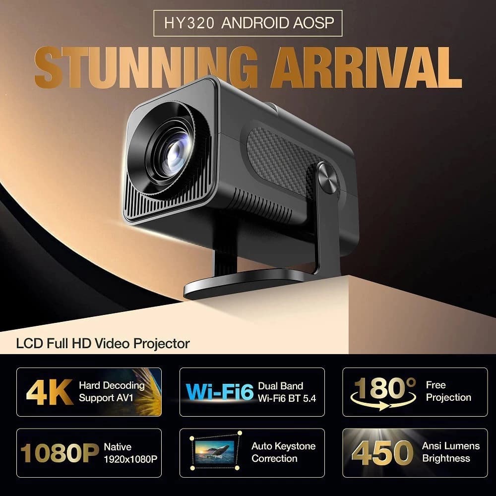 Projetor Inteligente Atualizado HY320 Android Full HD 1920x1080 Bluetooth Wi-Fi