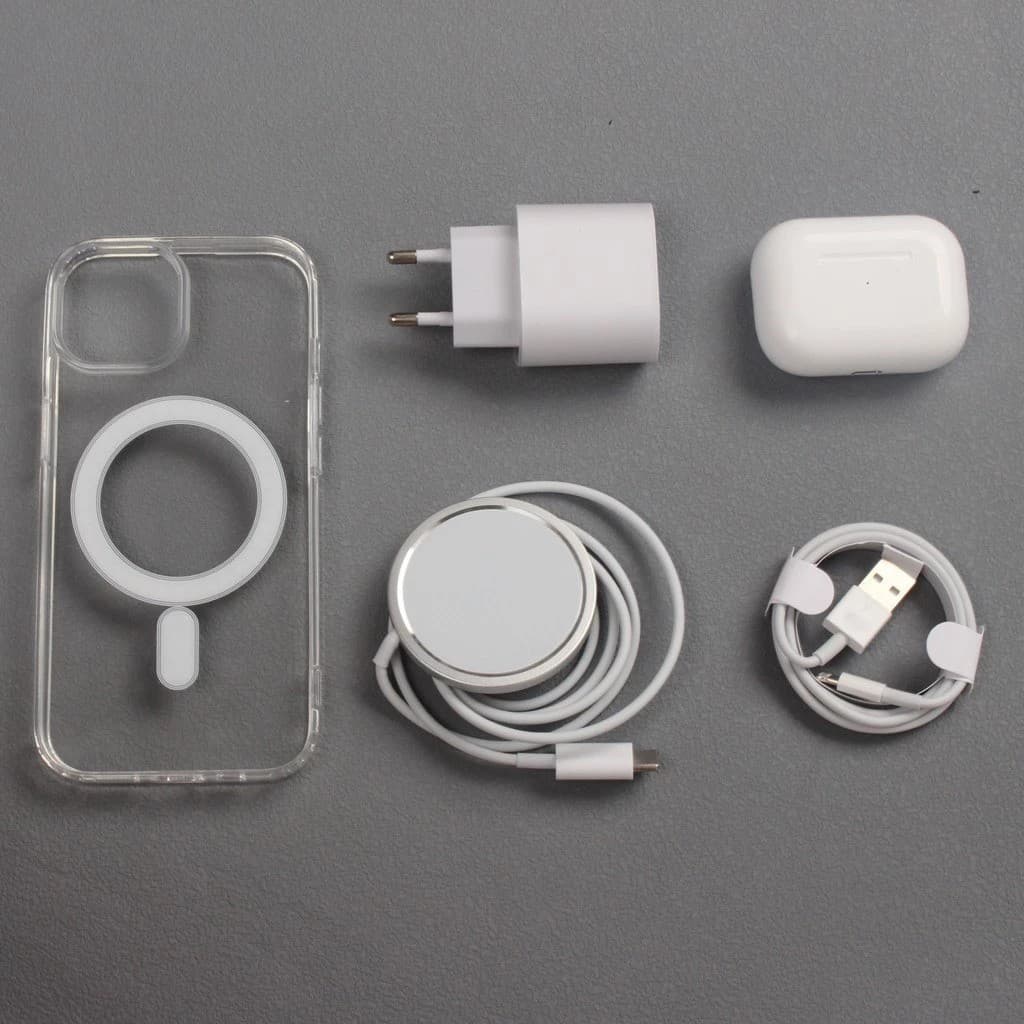Kit 5 Em 1 Para iPhone/Carregador De Indução/Cabo De Dados/Fones De Ouvido Capa Protetora De Telefone