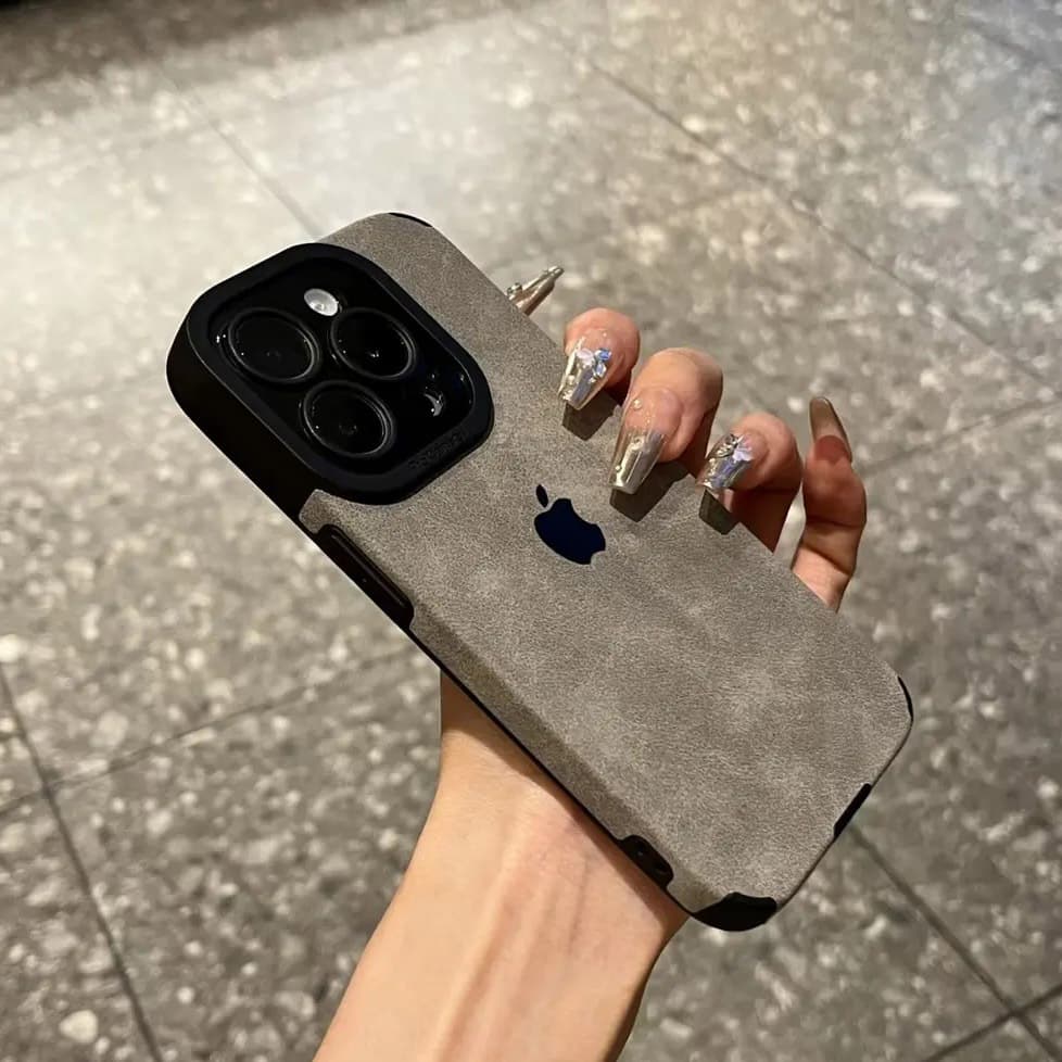 Luxo Camurça Couro Silicone Caso Macio Para iPhone 16 15 Pro Max 13 11 12 14 Plus Proteção Da Câmera Capa À Prova De Cho