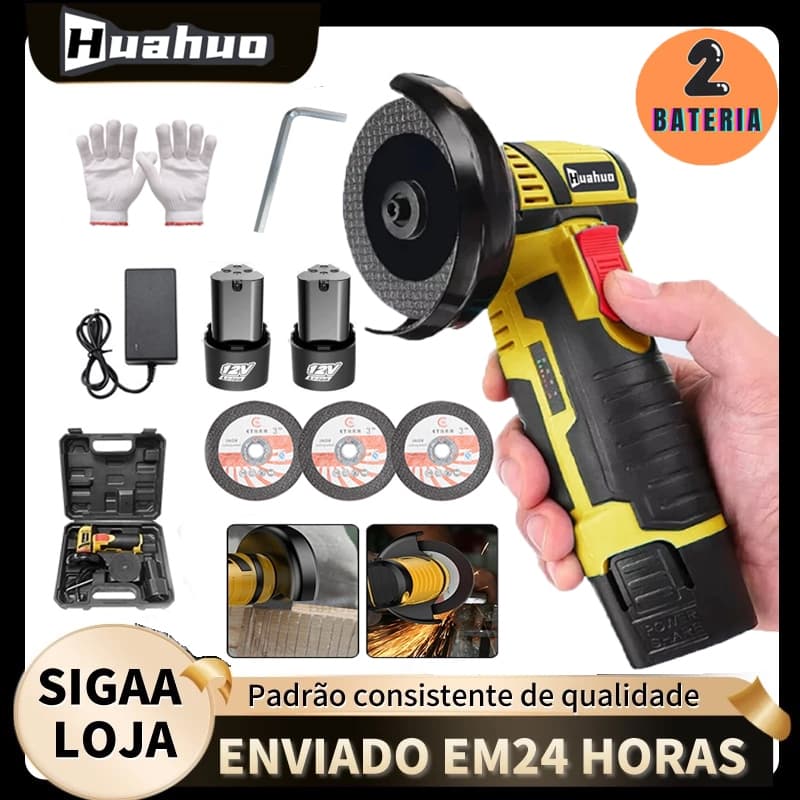 Esmerilhadeira Lixadeira Sem Fio Portátil Serra Mármore A Bateria 12V 18500rpm.
