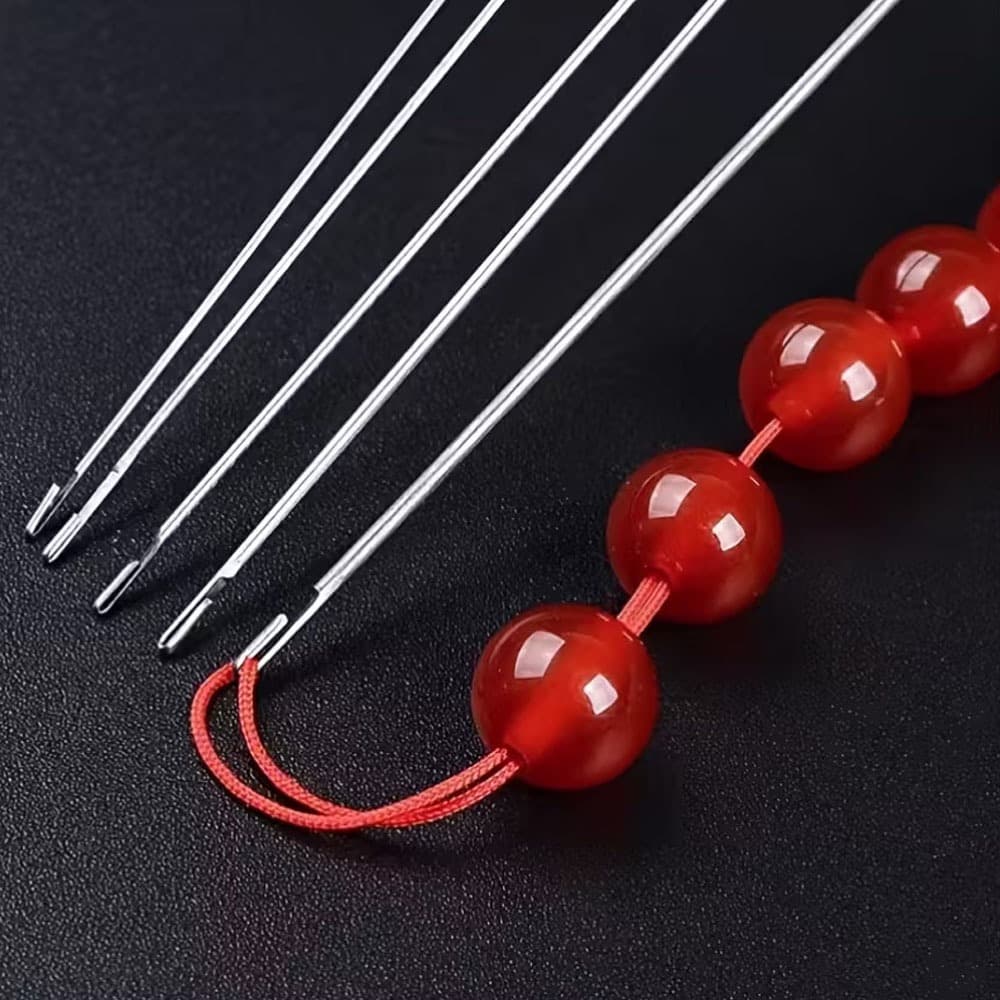 Conjunto De 4 Unidades/5 De Agulhas De Miçangas Com Abertura Lateral Para Fácil Rosqueamento , Adequado Artesanato E Fab
