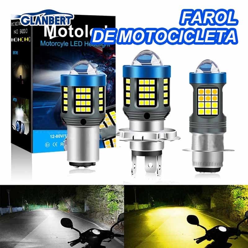 Lente LED Faróis Da Motocicleta H4 Hi/Lo Feixe BA20D P15D Branco E Amarelo Dupla Cor Brilhante Do Farol Dianteiro Moto L