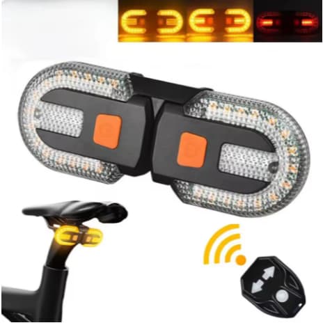 Lanterna Traseira Bike Eletrica com Seta Recarregável e Controle Sem fio USB 38 Leds