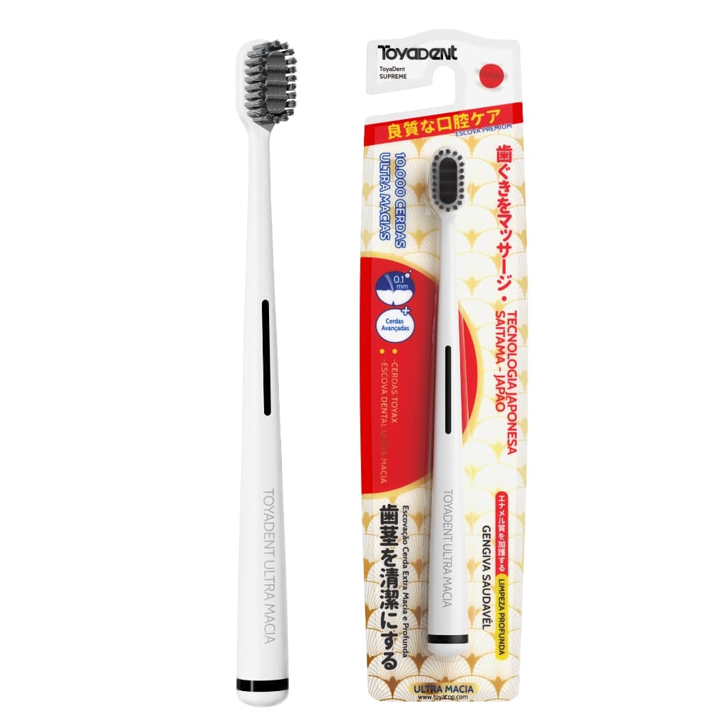 TOYADENT escova dentes ultra macia, escova de 0,1 mm, preto/branco