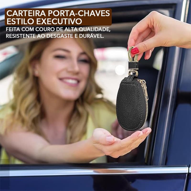 Porta Chaves Couro Zíper Chaveiro Carro Universal Protetor Bolsa Chave Automotivo Organizador