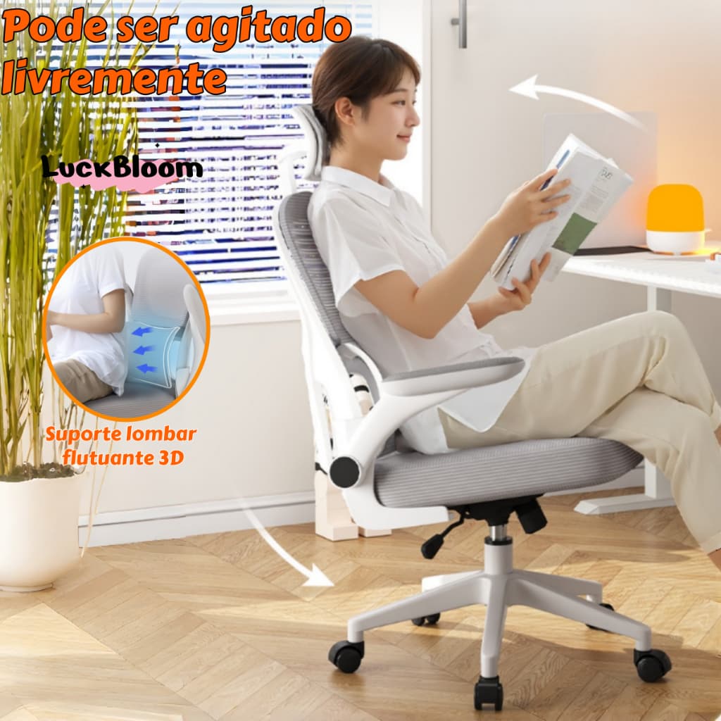 Cadeira De Escritório Ergonômica Executiva Suporte Lombar Tela Mesh 200kg