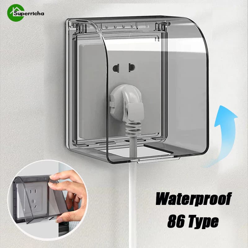 Capa Protetora Impermeável para Tomada Modelo 86 - Transparente, com Adesivo e Instalação Fácil para Cozinha e Banheiro