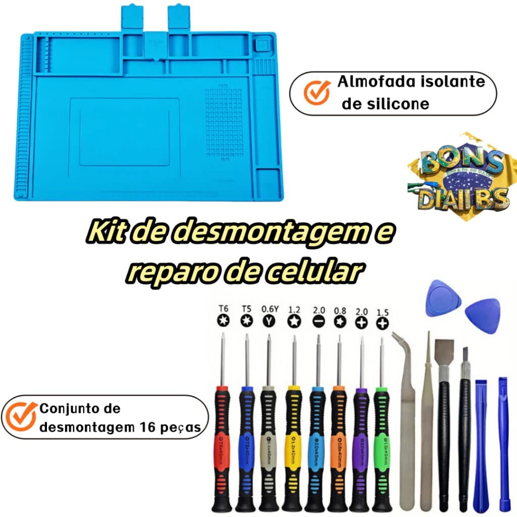 Kit Manta Antiestática Magnética GRANDE 30x45cm + Jogo de Chaves 16 Peças KIT COMPLETO