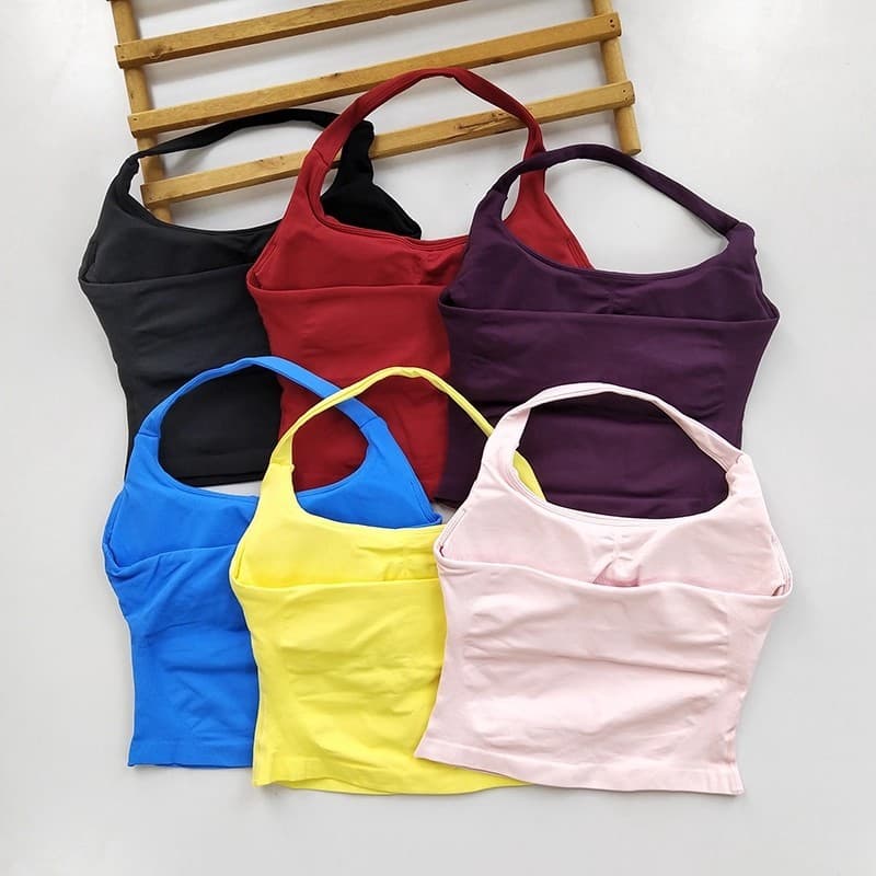 Europeu americano Halter pescoço sem costura bonito volta colete esportivo reunindo roupa interior esportiva feminina à