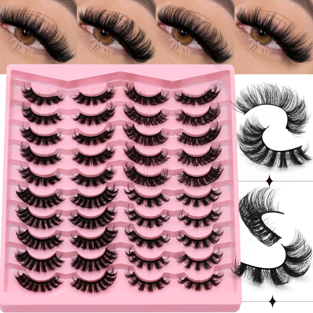 GROINNEYA Russo D-Curl Cílios Postiços 20 Pares Mega Volume Fofos E Confortáveis Para Aparência Densa