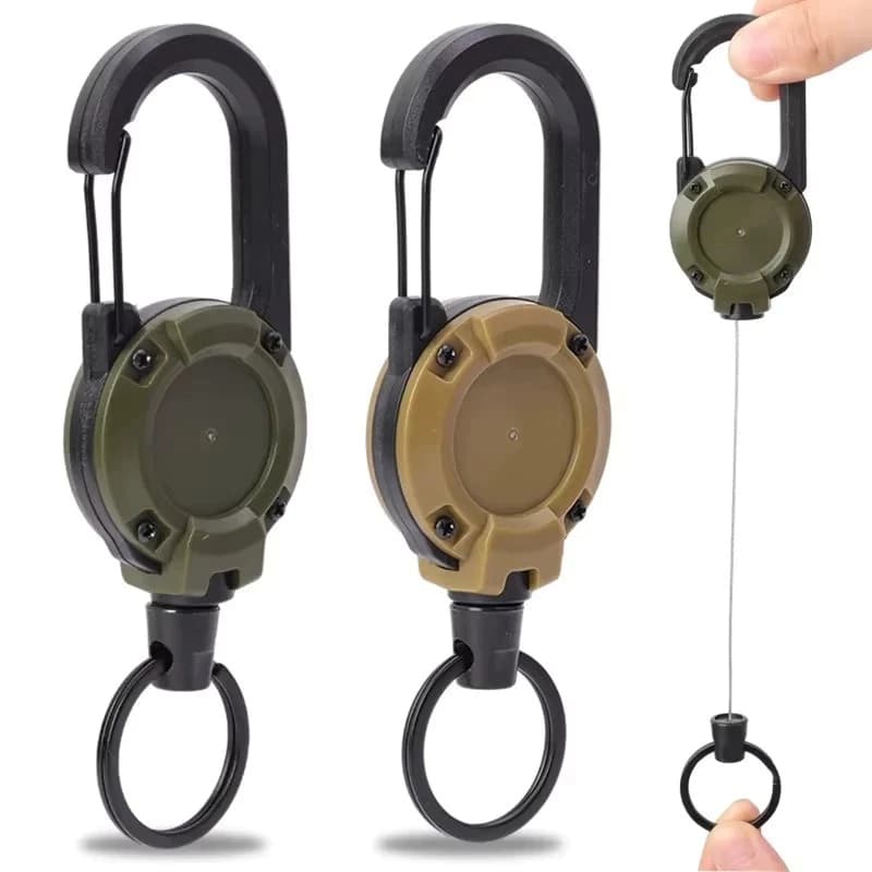 Mosquetão De Fio De Aço Retrátil Resistente-Fivela De Corda Telescópica Fácil De Puxar-Gancho De Chaveiro