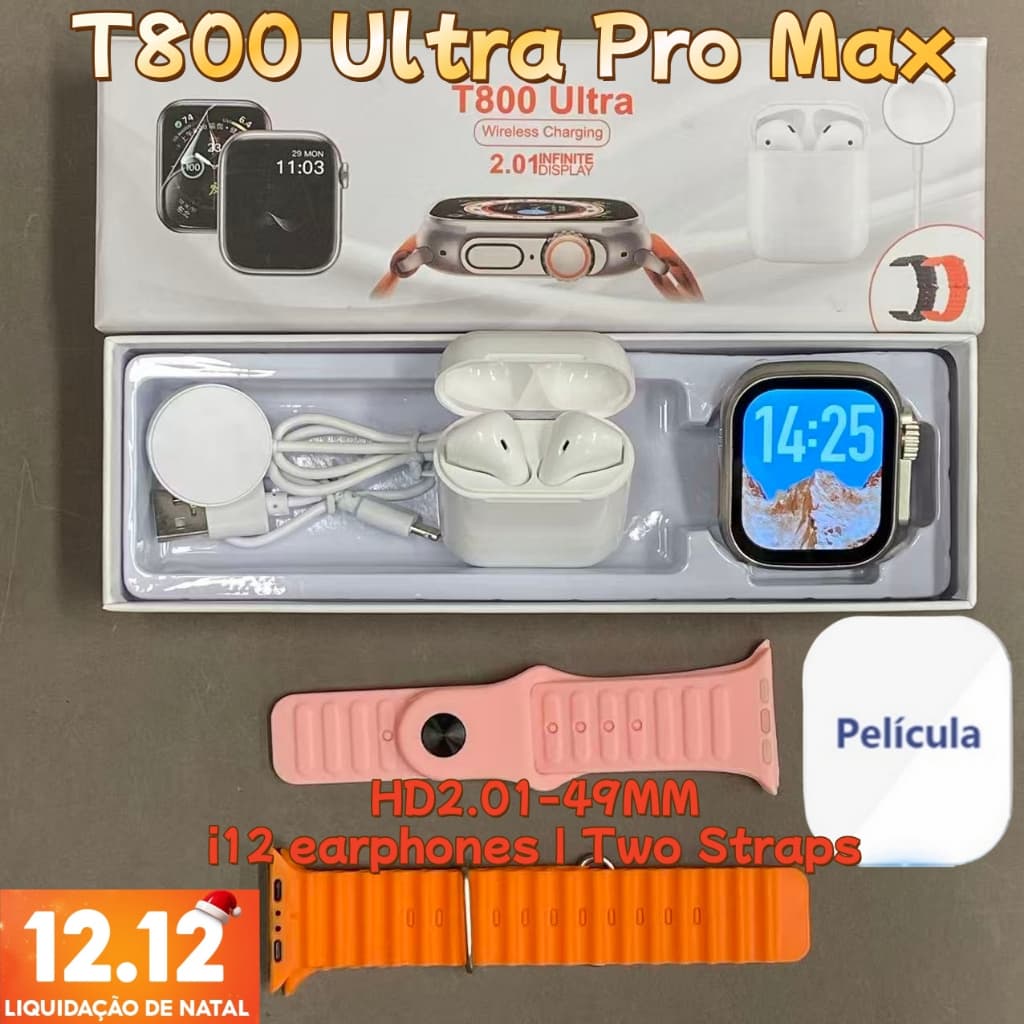 【Double 12 Welfare】Smartwatch T800 Ultra Pro Max Com 1 Conjunto De Fones De Ouvido Venda Quente 2 Alças
