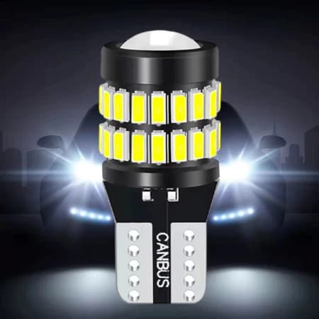 Lâmpada Meia Luz T10 Pingo Esmagada Led Duplo Com Projetor Extra Forte 6000k