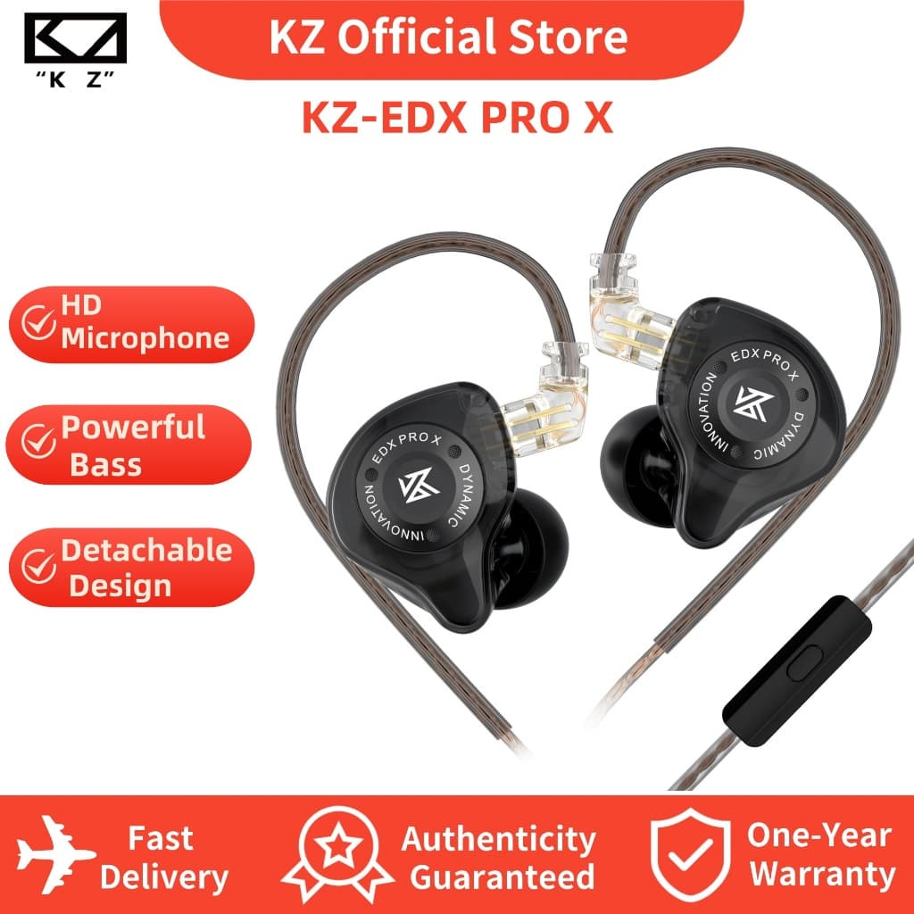 KZ edx pro X Ultra Linear Dinâmico Em Fones De Ouvido Hi-Fi Baixo Microfone Controle Jogo Atualizados Alta Resolução hif
