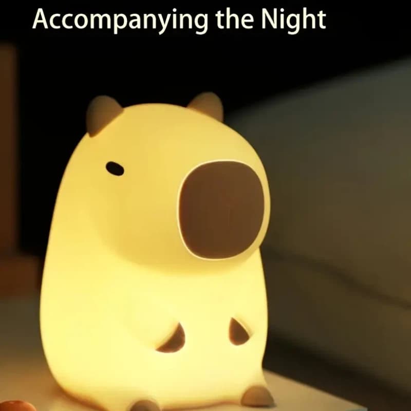 Luminária De Mesa Capybara Silicone Night Light USB Luz Nocturna Recarregável LUMINARIA