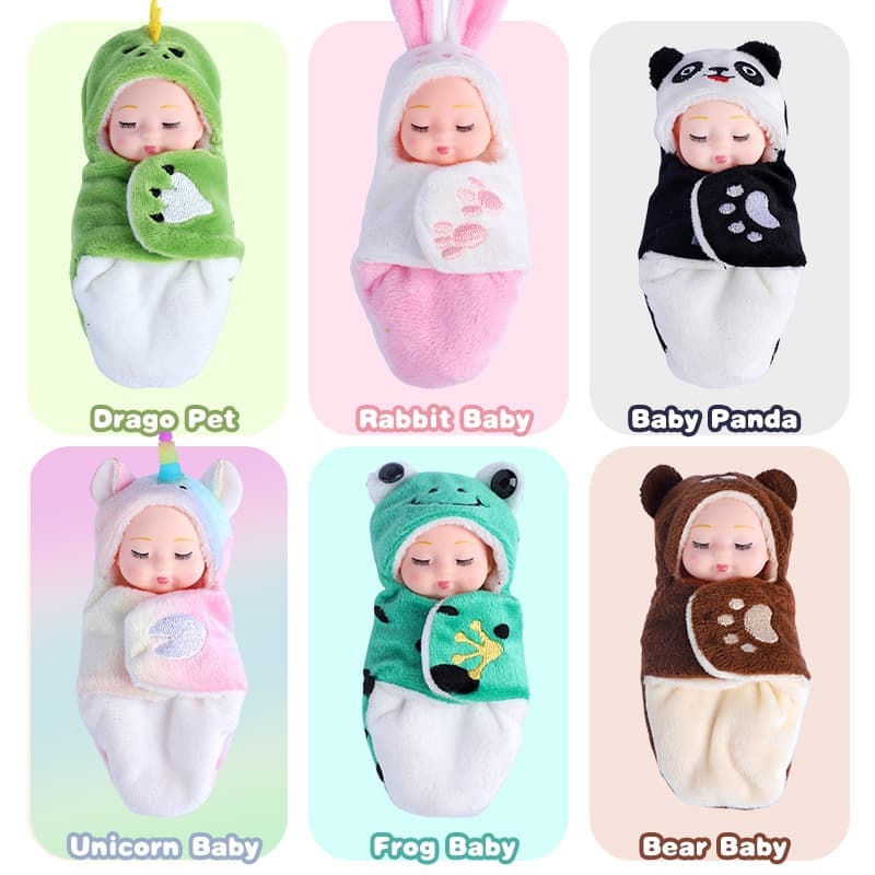 Renascimento saco de dormir boneca intercambiável mini boneca de dormir bonito mini boneca de dormir