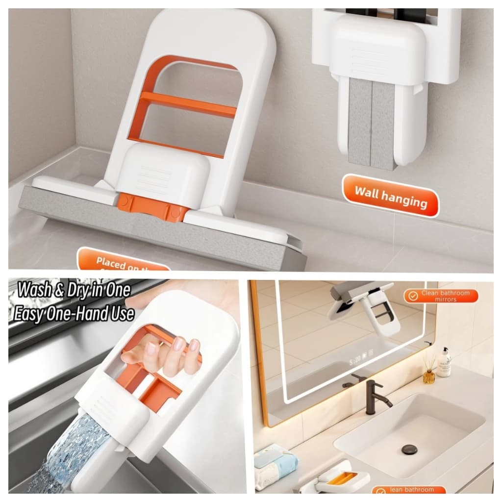 Mini Esfregão De Mesa Dobrável , Curto Portátil Com Aperto Automático , Sistema De Limpeza Para Uso Úmido E Seco